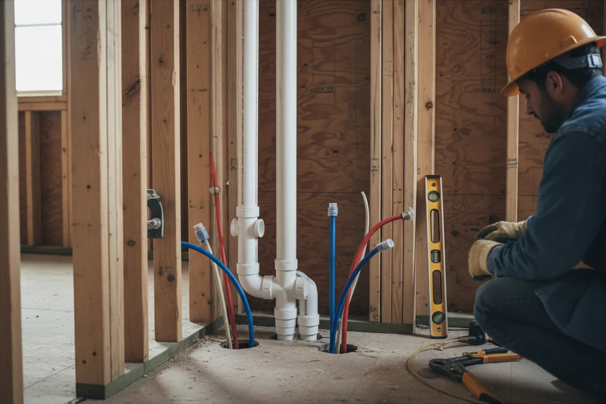 Drain and supply rough-in during Garbage Disposal Repair in Oak Park